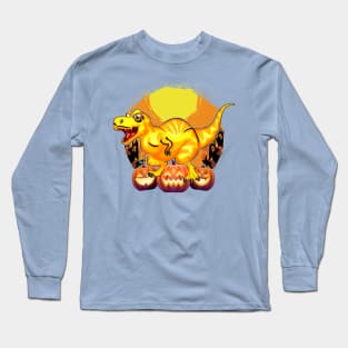 Dinosaur Jack-O-Lantern Haunted house designed Long Sleeve T-Shirt